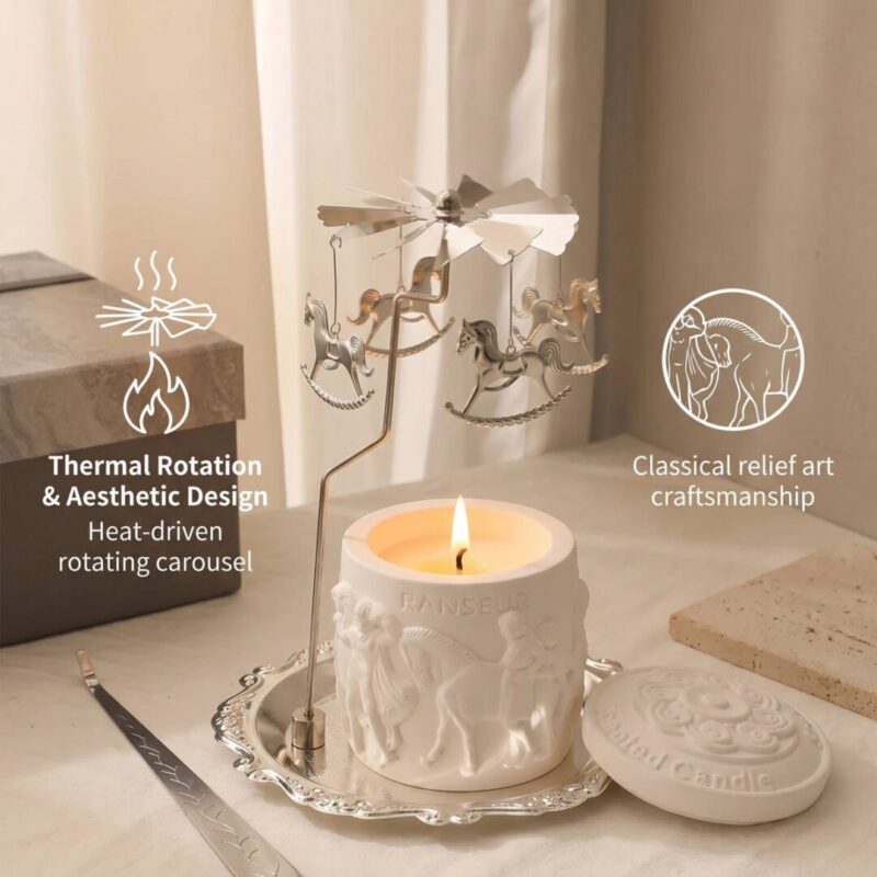 Rotating Carousel Candle Holder | Heat-Powered Spinning Tealight Holder for Home Decor & Aromatherapy Gifts