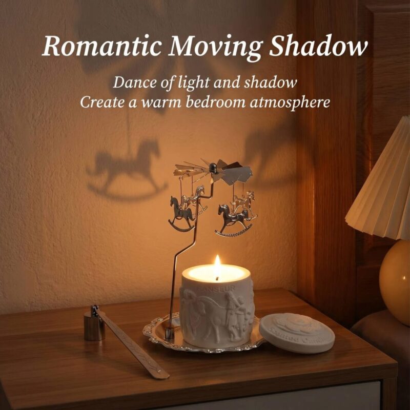 Rotating Carousel Candle Holder | Heat-Powered Spinning Tealight Holder for Home Decor & Aromatherapy Gifts - Image 3
