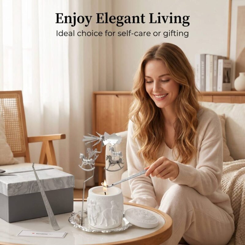 Rotating Carousel Candle Holder | Heat-Powered Spinning Tealight Holder for Home Decor & Aromatherapy Gifts - Image 5